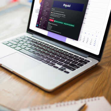 Flocki app home on slack on laptop image